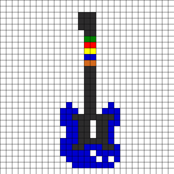 Guitar Hero Perler Bead Pattern / Bead Sprite - Perler Bead Guitar Pattern (609x609), Png Download