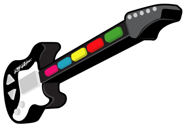 Riff Rocker Usb Game Controller Black Guitar - Usb (600x411), Png Download