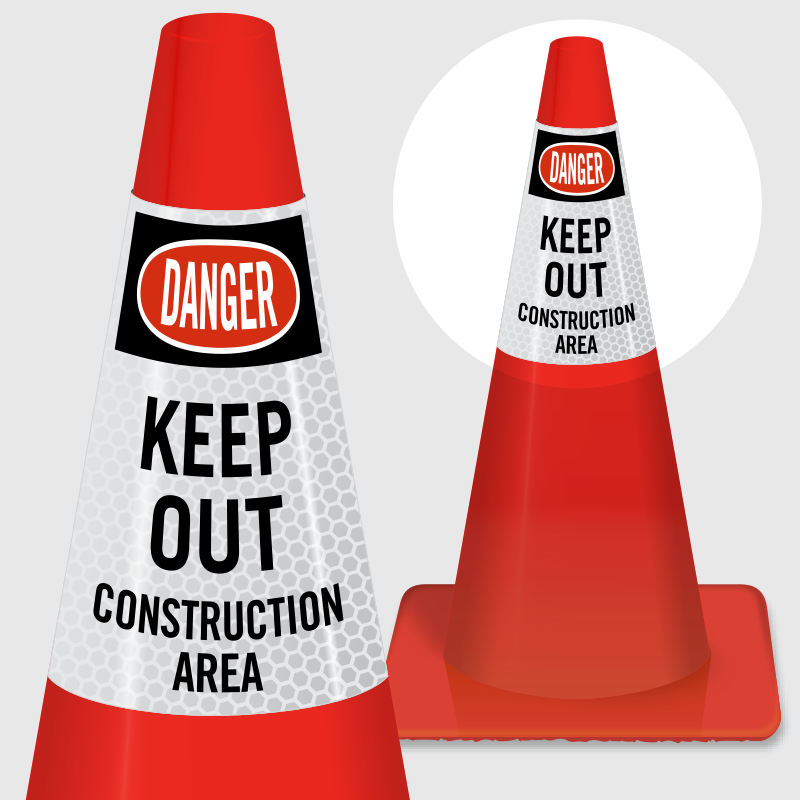 Danger Keep Out Construction Area Cone Collar - Cone (800x800), Png Download