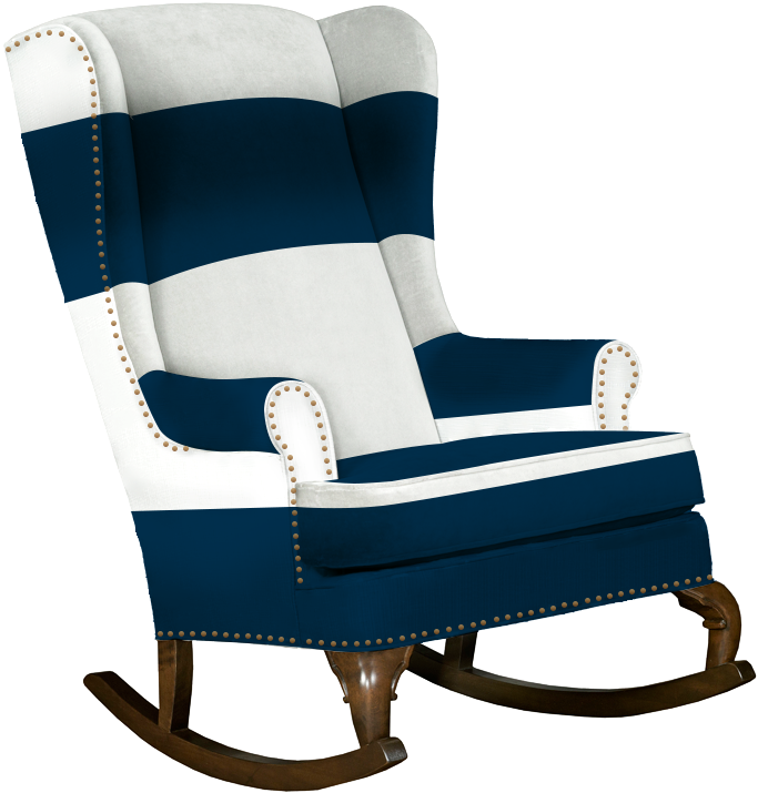 Navy And White Traditional Wingback Rocking Chair With - Rocking Chair (800x800), Png Download