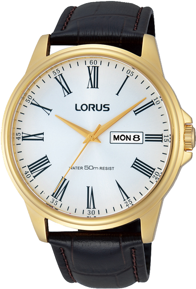 Lorus Mens Stainless Steel Brown Leather Strap Rxn11dx9 (428x600), Png Download