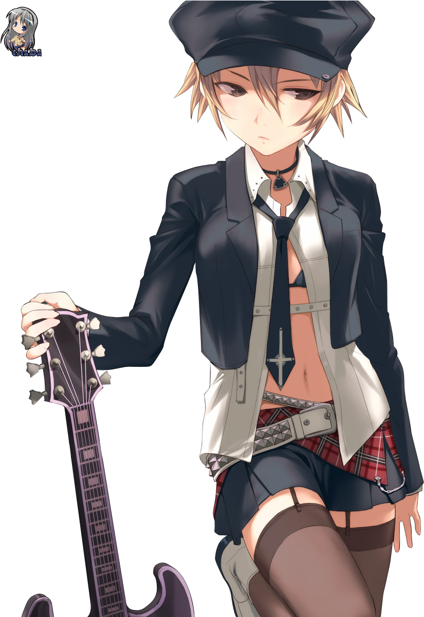 And Sakura 07 Dec 2010 - Anime Gitara Punk Rocker Girl (876x1200), Png Download