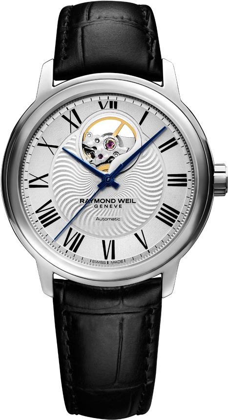 Raymond Weil Maestro Men's Visible Balance Wheel Leather - Raymond Weil Maestro 2237 St 00659 (700x856), Png Download