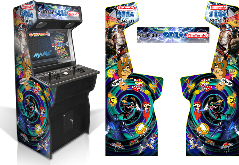 Custom Permanent Full 'vintage Retro Swirl' Inspired - Arcade Game Graphics Star Wars (800x552), Png Download