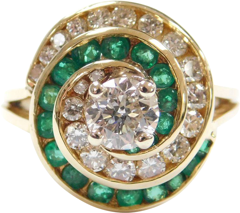 Vintage 18k Gold - Vintage 18k Gold 1.52 Ctw Natural Emerald (776x776), Png Download