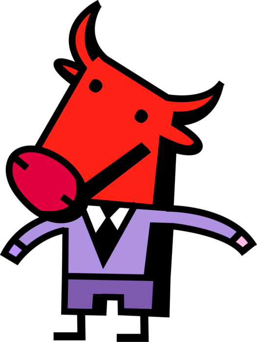 Vector Illustration Of Financial Stock Market Bull (526x700), Png Download