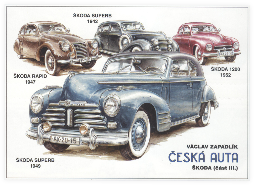 Škoda Cars On Postage Stamps - 1942 Skoda (1400x800), Png Download