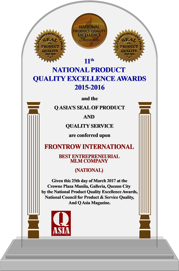 11th National Product Quality Excellence Awards 2017 - Excellence Frontrow International Hall Of Famer (1000x1000), Png Download