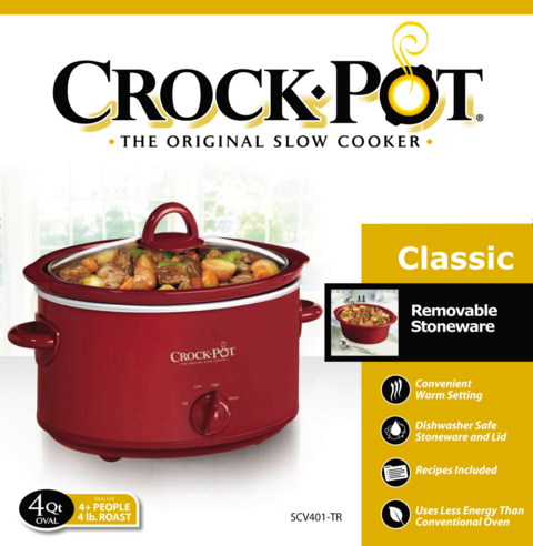 Cooks All Day While The Cook's Away® - Crockpot The Original Slow Cooker Settings (480x492), Png Download