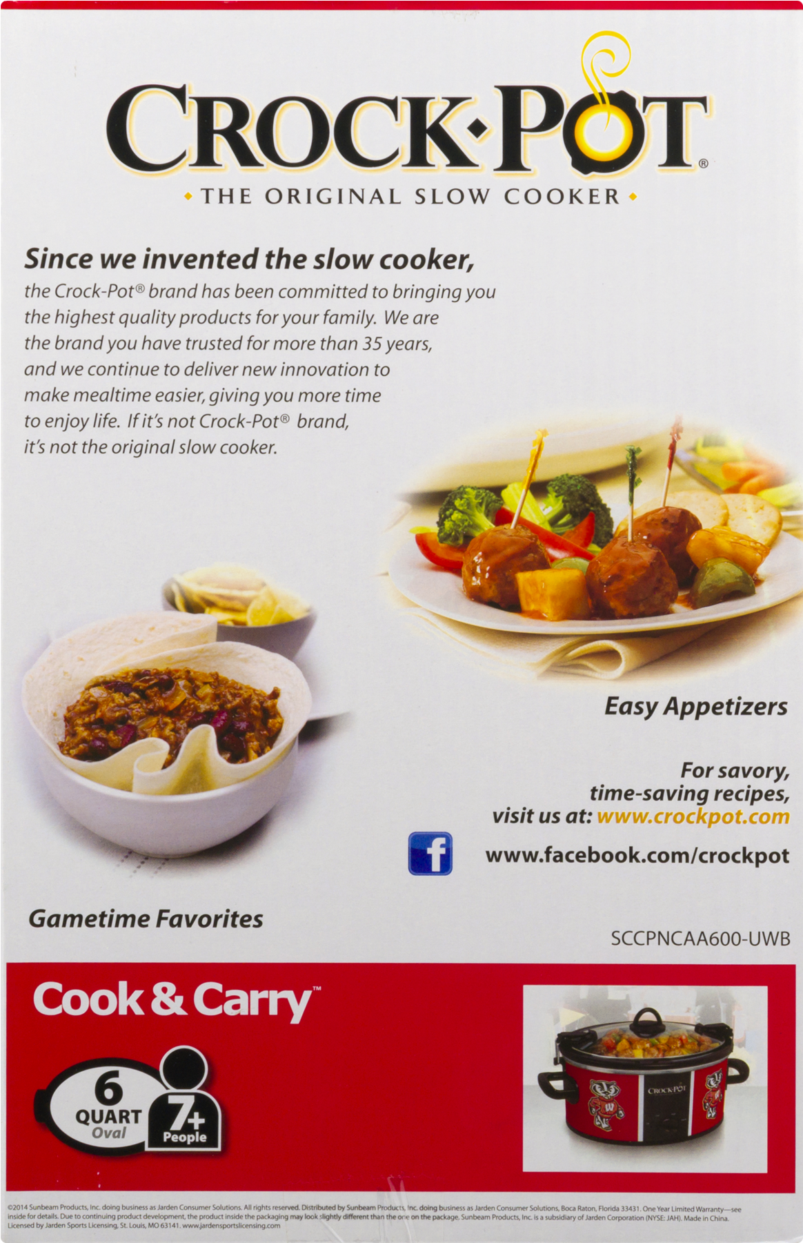 Crock-pot University Of Wisconsin Cook & Carry Slow - Crock-pot The Original Slow Cooker 5 Qt. Round (1800x1800), Png Download