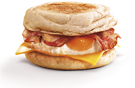 Bacon Egg Cheese Muffin - Hamburguesa Con Huevo Y Bacon (477x355), Png Download