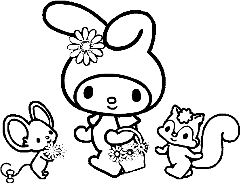 No Caption Provided - My Melody Coloring Pages (837x640), Png Download