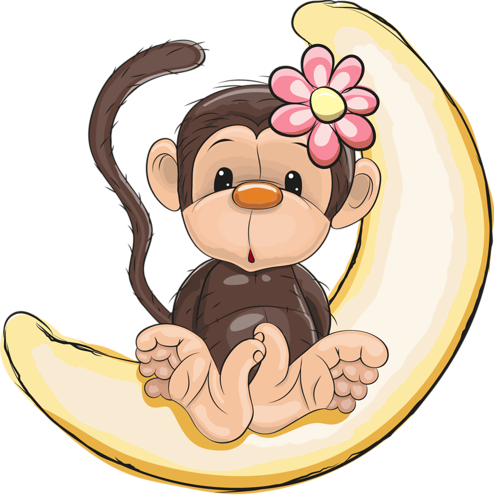 Cute Monkey Png - Cute Baby Cartoon Monkey (494x500), Png Download