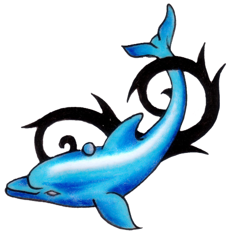 Tribal Dolphin Tattoo Design - Dolphin Tattoo Design (450x456), Png Download