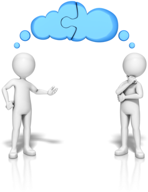 Two Figures Sharing Thoughts (314x400), Png Download