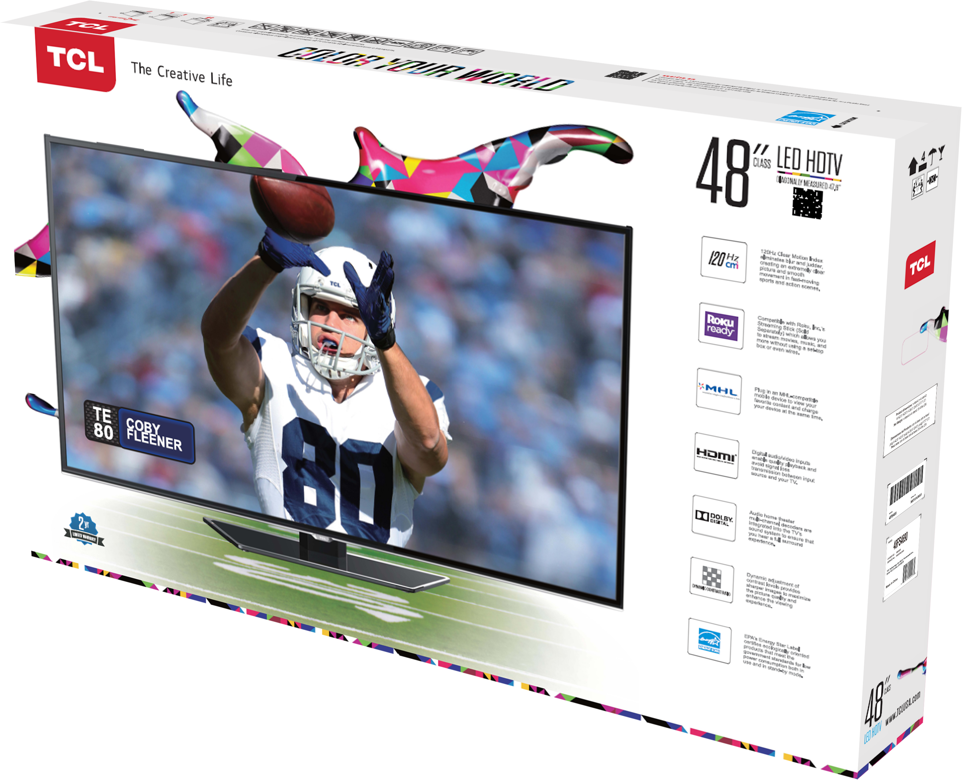 Refurbished Tcl 48fs4610r 48 Inch 1080p 120hz Roku (3318x2723), Png Download