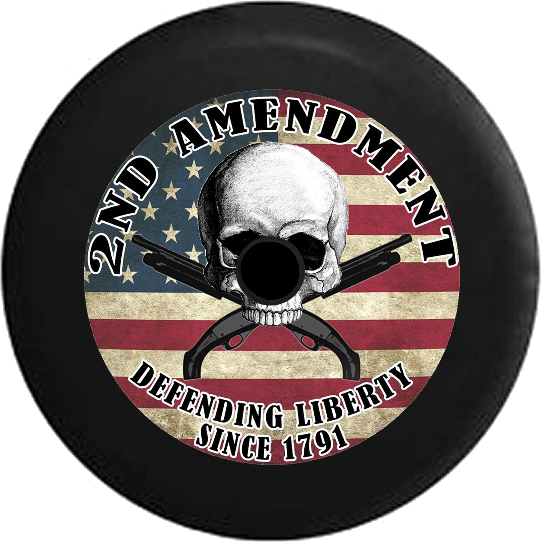 Jeep Wrangler Jl Backup Camera Skull Flag Crossed Guns - Circle (1802x1806), Png Download