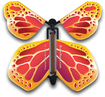 Red Gold Monarch Magic Flying Butterfly - Blue (450x415), Png Download