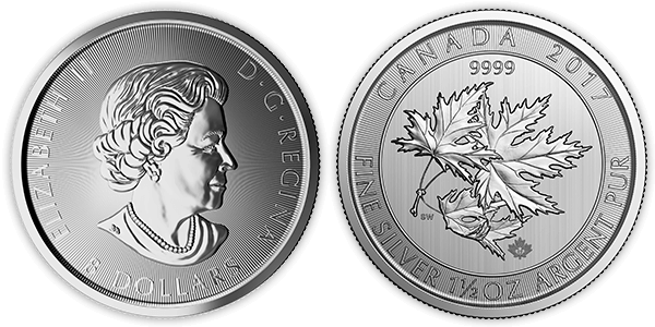Silver Canadian Maple Leaf - Silver Coin (600x300), Png Download