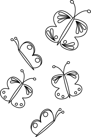 Black And White Flying Butterflies Clip Art - Butterflies Black And White Clip Art (367x550), Png Download