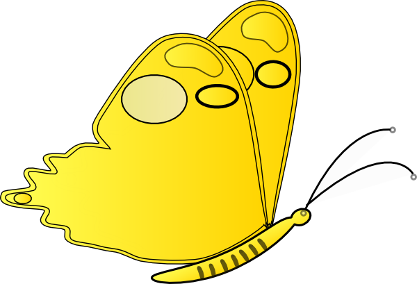 Flying Butterfly Yellow Clipart - Clip Art Butterfly Flying (600x409), Png Download