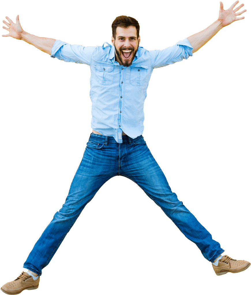 Happy Guy Jumping - Happiness (1000x1112), Png Download