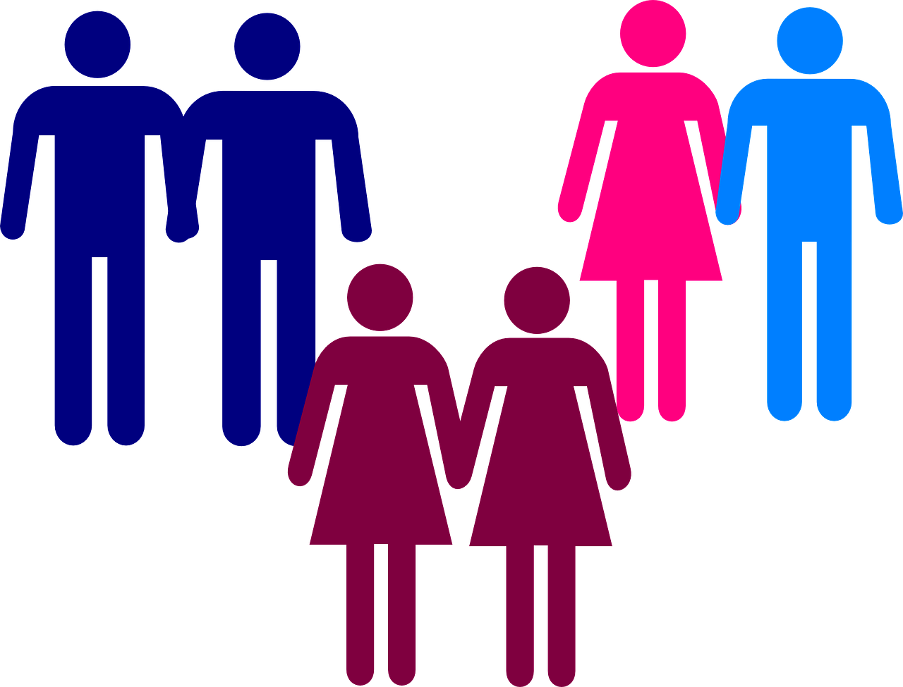 Men Women Holding Hands Clip Art - Gay And Straight Couples (600x457), Png Download