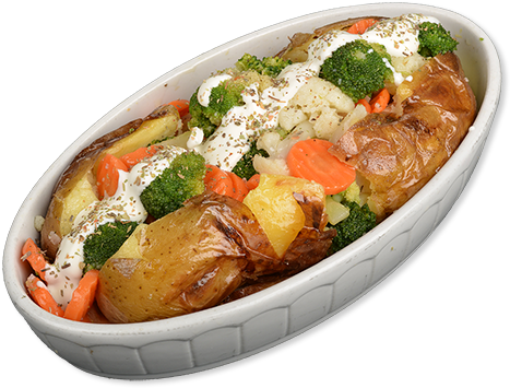 Baked Potato With Garlic Or Yoghurt Sauce - Garlic (500x387), Png Download