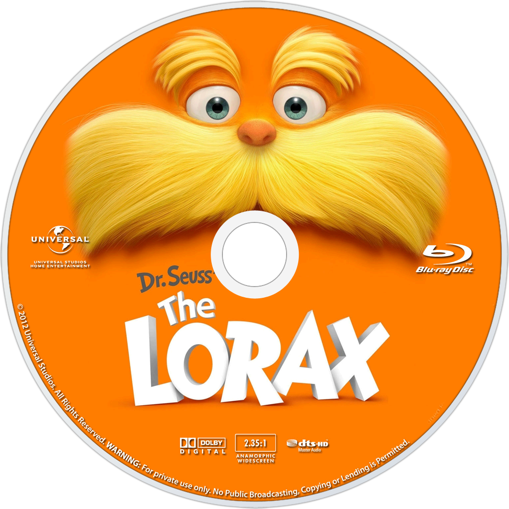 Seuss' The Lorax Bluray Disc Image - Lorax Blu Ray Disc (1000x1000), Png Download