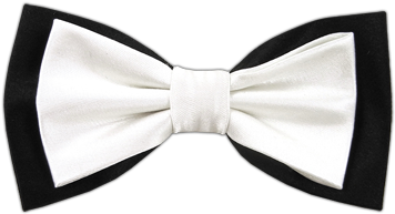 White Over Black Elegance Bowtie - Black Bow Tie Png (400x300), Png Download