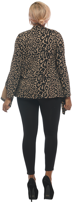 Cozy Animal Print Cardigan With Open Front - Coat (533x800), Png Download