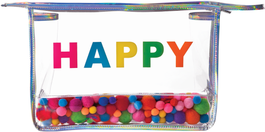 Picture Of Happy Pom Pom Clear Travel Bag - Bag (550x550), Png Download