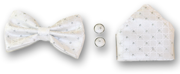 Bow Tie, Pocket Square & Cufflink Set - Formal Wear (600x400), Png Download