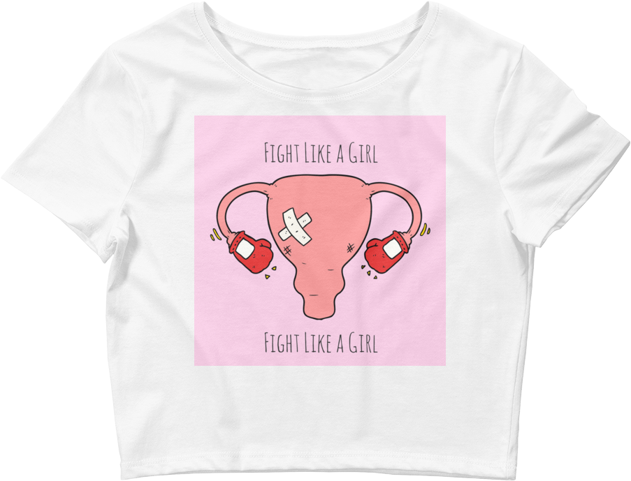 Fight Like A Girl White Crop Top (1000x1000), Png Download
