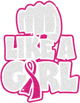 Fight Like A Girl, Ribbon Motif Design With Glitter (415x415), Png Download