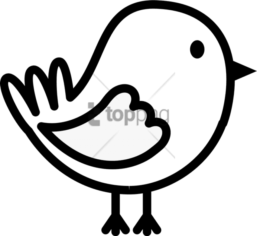 Bird Outline Rubber Stamp - Outline Image Of Bird (700x641), Png Download