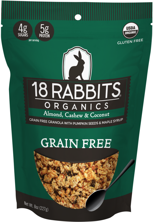 Almond, Cashew & Coconut Grain Free Granola - 18 Rabbits Organic Gracious Granola, Pecan, Almond, (975x1024), Png Download