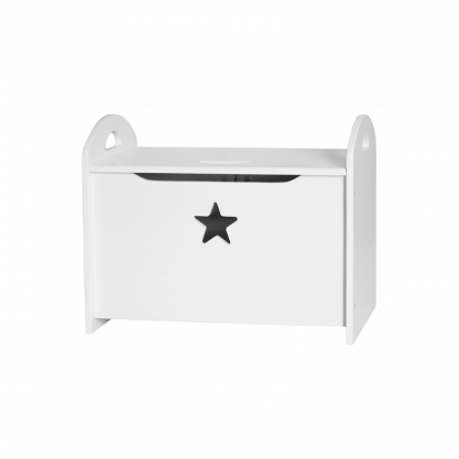 Kids Concept Toy Chest In White Star - White Wooden Toy Box Transparent (416x477), Png Download