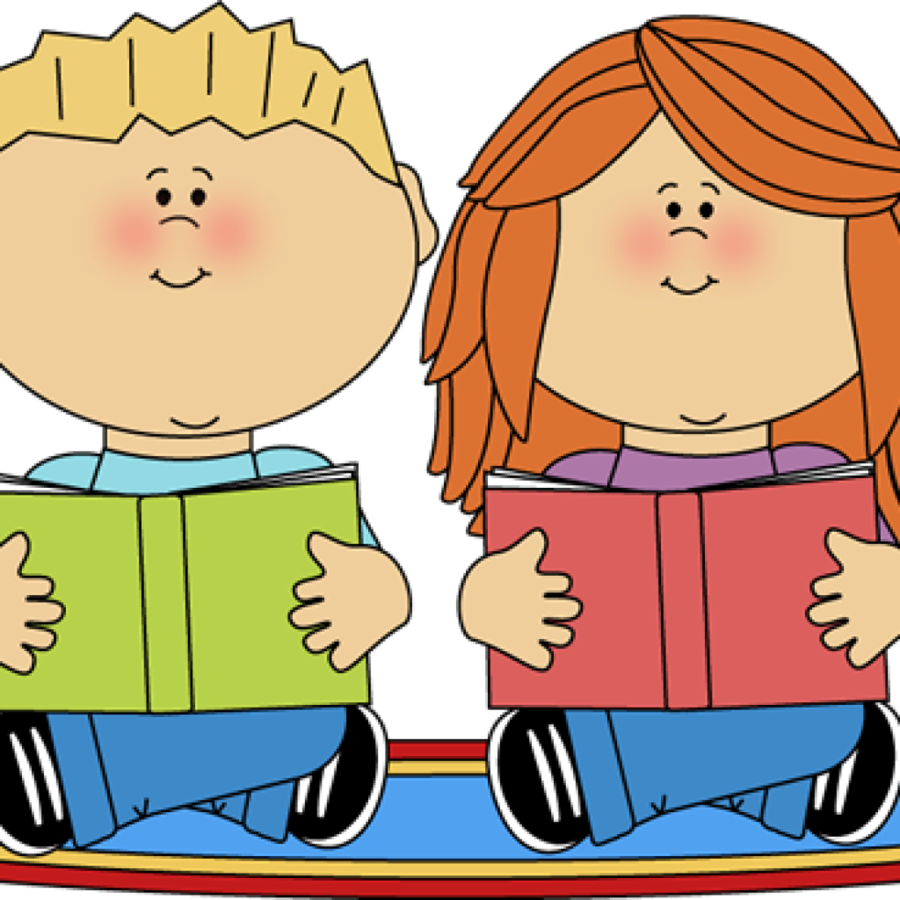 Download Audio Books Kids Clipart Book Reading Clip - Reading In Classroom Clipart (900x900), Png Download