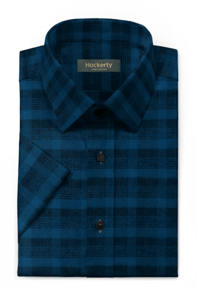 Blue Short Sleeved Flannel Checked Shirt - Checked Shirt Folded (400x585), Png Download