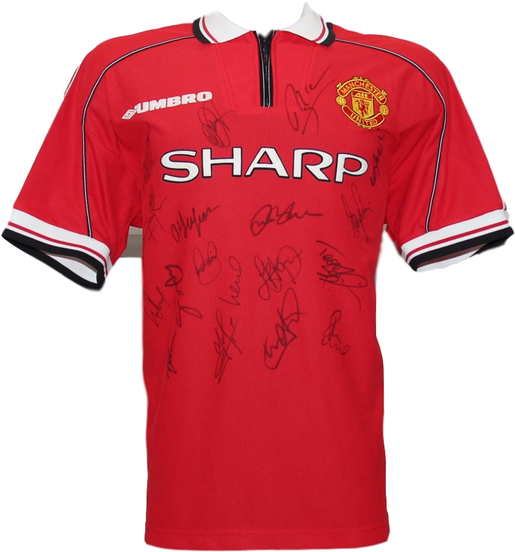 Manchester United Signed 1999 Treble Winning Jersey - Manchester United Kit 2001 (808x865), Png Download