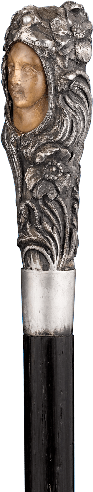 Art Nouveau Silver Walking Stick - Walking Stick Silver (1750x1750), Png Download