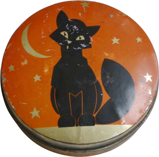 Halloween Black Cat Toffee Tin - Black Cat (652x652), Png Download