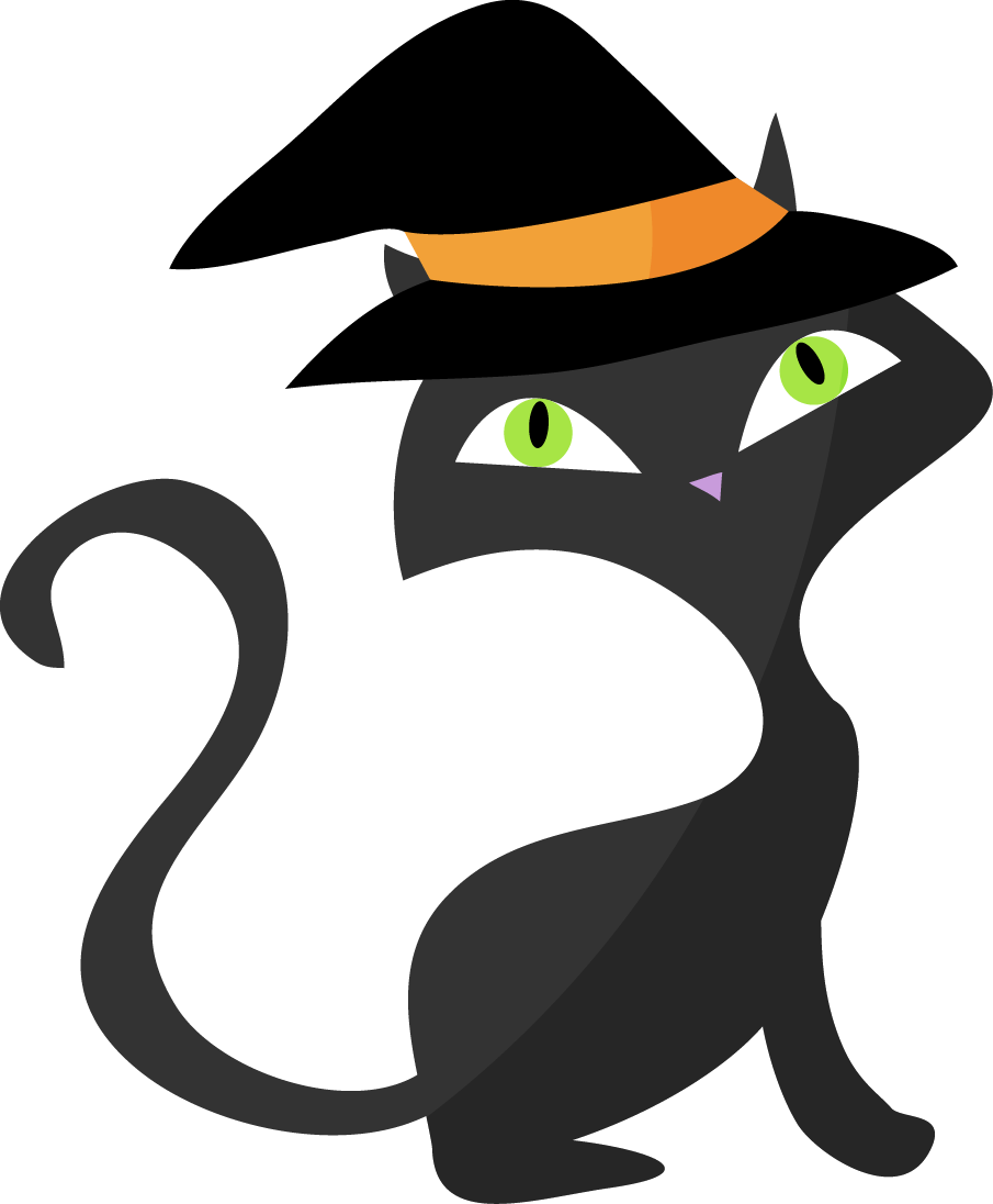 Halloween Cat Png Download - Draw A Witch's Cat (905x1096), Png Download