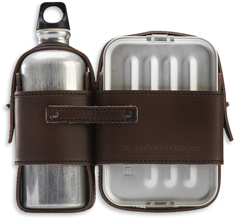 Leather Strapped Canteen And Lunch Box Set-0 - Stylish Mens Lunch Box (1200x800), Png Download