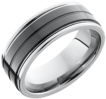 Ceramic & Tungsten - Cobalt Chrome Wedding Band Ring With Carbon Fiber (350x350), Png Download