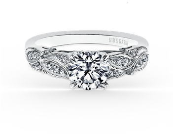 Kirk Kara - Kirk Kara Angelique White Gold Diamond Scrollwork Engagement (350x350), Png Download