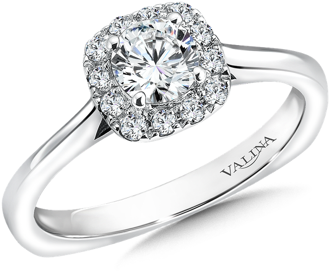 Valina Cushion Shape Halo Mounting - Cushion Shape Halo With 3 4 Ct Round Diamond Center (800x800), Png Download