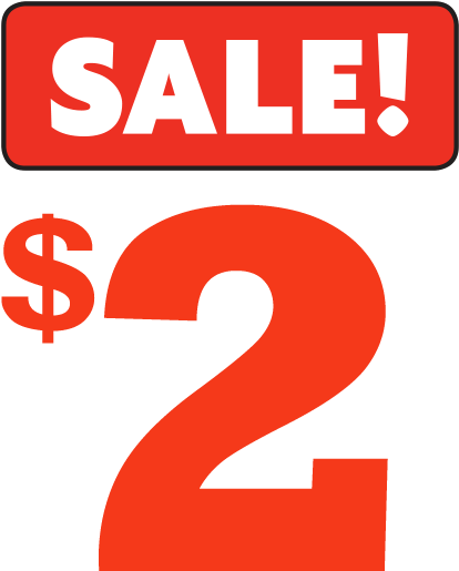 Dollar Wow - 2 Dollar Sale Sign (534x538), Png Download