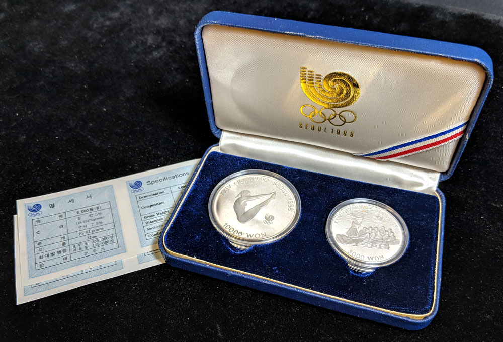 1988 Seoul Korea Olympic Games 2 Coin Silver Set - Silver (1000x680), Png Download